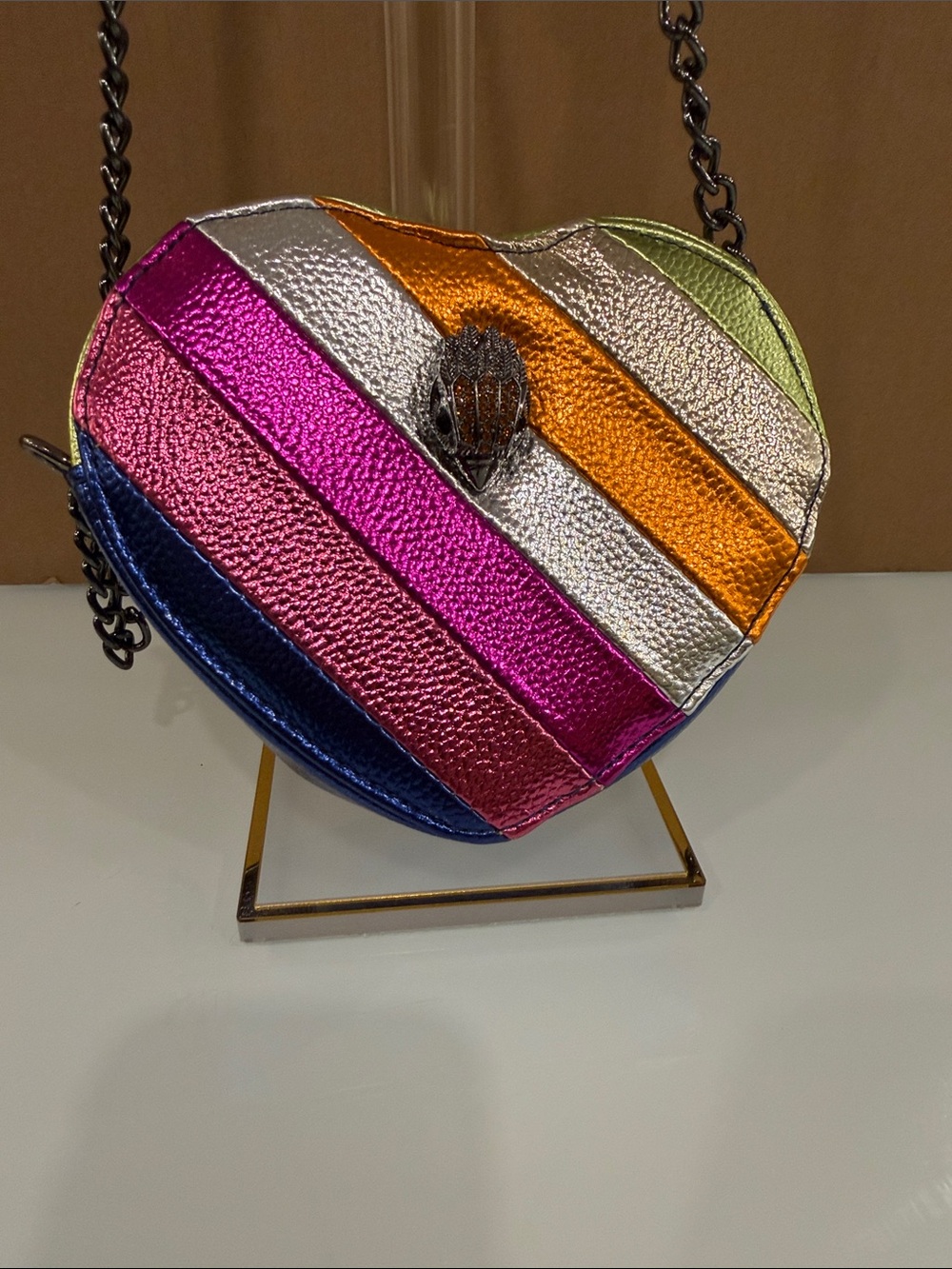 Metallic Rainbow Heart Crossbody Bag - Multi